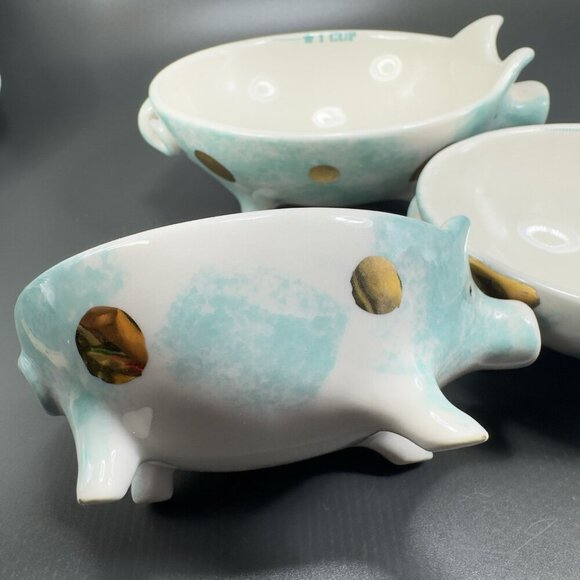 Anthropologie Nesting Pigs Measuring Cups Porcelain Set 1 Cup 1/2 Cup And 1/3 - Picture 3 of 13